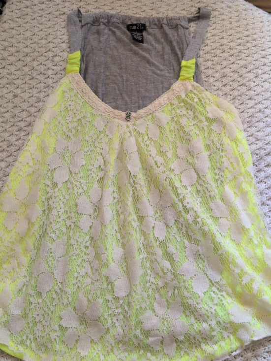 Rue21 Tops - rue21 Neon  Lace Overlay Tank Top Size Large